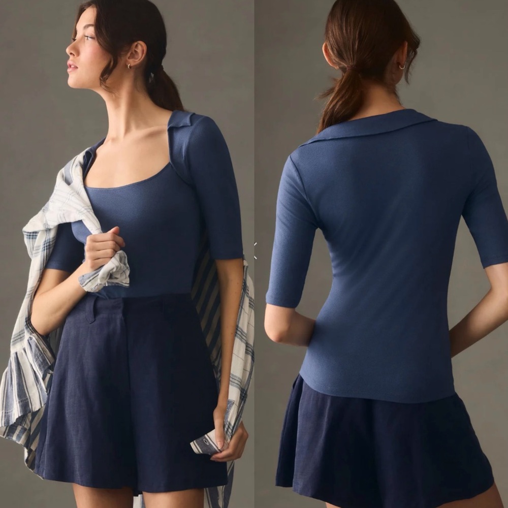 Anthropologie Collared Square neck tee